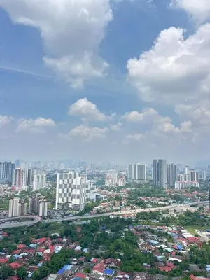 an aerial view of a city with tall buildings at Cozy kenwingston platz kl 2-5pax 2BR&2BR Klcc view with free parkin 4305 in Kuala Lumpur