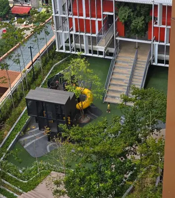 an overhead view of a garden on a building at Happy holiday at Lucentia Residence in Kuala Lumpur