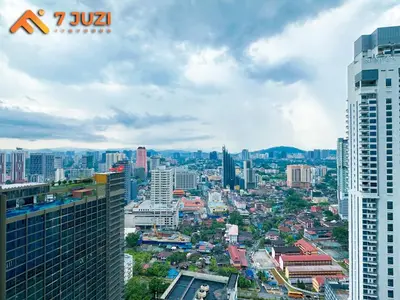 a view of a city with tall buildings at Klcc Quill Cozy& Chill Suite 3-5Pax HD1080 Netflix in Kuala Lumpur