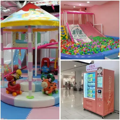 a collage of three pictures of a toy carousel at The Luxury Quill Residence KLCC By Tasrifa in Kuala Lumpur