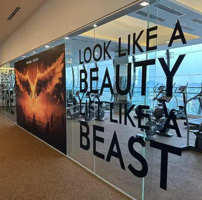 a look like a beauty like a beast sign in a gym at MCity Jalan Ampang 5mins KLCC, Gleneagles Hospital in Kuala Lumpur