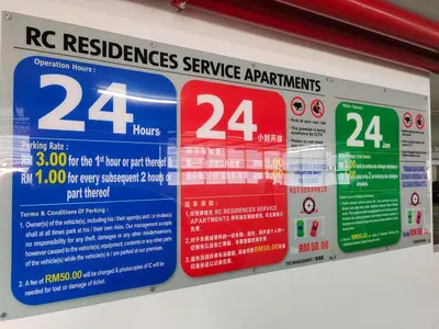 a sign for rc reserves serviceagents on a store shelf at Modern and Comforts RC Residence Fully Aircond in Kuala Lumpur