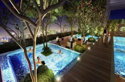 a rendering of a resort with people in a swimming pool at Riveria City Kuala Lumpur By Nest Suites in Kuala Lumpur