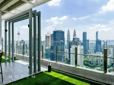 a balcony with a view of the city at 2BR2B Hozem KL1812 Apartment Bukit Bintang in Kuala Lumpur