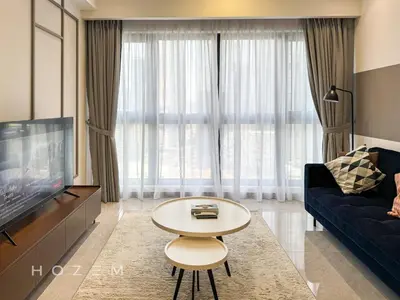 a living room with a couch and a table at 2BR2B Hozem KL1713 Apartment Bukit Bintang in Kuala Lumpur