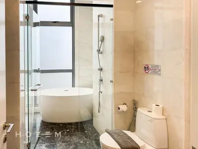 a bathroom with a shower and a toilet and a sink at 2BR2B Hozem KL2903 Apartment KLCC in Kuala Lumpur