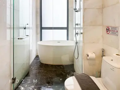 a bathroom with a tub and a toilet and a shower at 2BR2B Hozem KL4207 Apartment KLCC in Kuala Lumpur