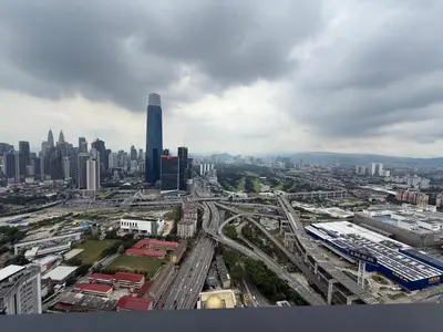 an aerial view of a city with buildings and highways at Continew Residence Studio Apartment in Kuala Lumpur