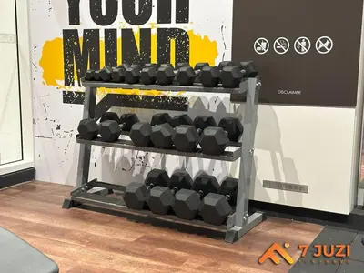 a rack of dumbbells on a shelf in a room at Quill Residence 1R1B with Netflix 23F&Massive Pool in Kuala Lumpur