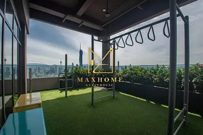 a balcony with a view of the city at Maxhome Cozy at Riveria KL in Kuala Lumpur