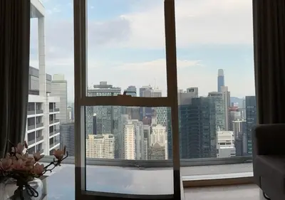 a view of a city skyline from a window at The Platinum kuala lumpur By MAJU in Kuala Lumpur
