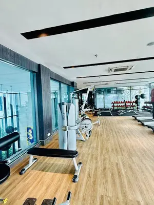a fitness room with a gym with treadmills at Colony Relax Residences Klcc in Kuala Lumpur
