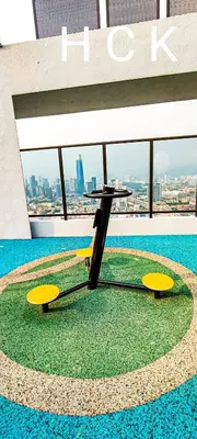 a table on the top of a building with a view at Trion1 in Kuala Lumpur