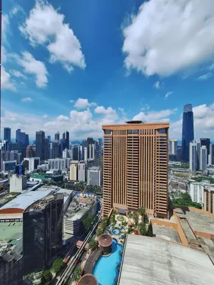 a view of a city skyline with tall buildings at KL Times Square Hotel Service Suite in Kuala Lumpur