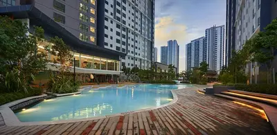 a large swimming pool in a city with tall buildings at M Centura Sentul, Jalan Sentul Pasar, Sentul KL City in Kuala Lumpur