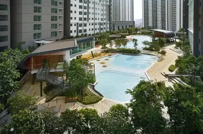 an overhead view of a large swimming pool in a city at M Centura Sentul, Jalan Sentul Pasar, Sentul KL City in Kuala Lumpur