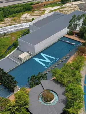 an overhead view of a building with a swimming pool at M Vertica KL Cheras in Kuala Lumpur
