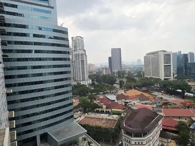 a view of a city with tall buildings at Vortex suites klcc by musab in Kuala Lumpur