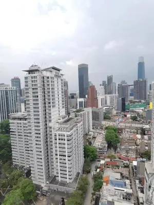 an aerial view of a city with tall buildings at Seri Bukit Ceylon Apartment Bukit Bintang in Kuala Lumpur