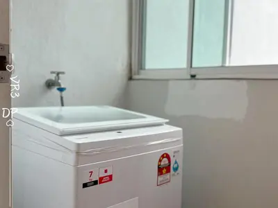 a bathroom with a sink on top of a trash can at VR3 2R2B 6pax Sunway Velocity LINK Mall MRT in Kuala Lumpur