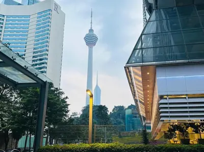 a view of the berlin tv tower in the distance at Studio Apartment KLCC Area in Kuala Lumpur