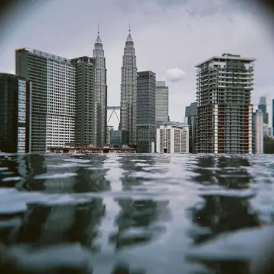 a view of a city skyline with tall buildings at KL Luxury Residence 3BR Golden Triangle in Kuala Lumpur
