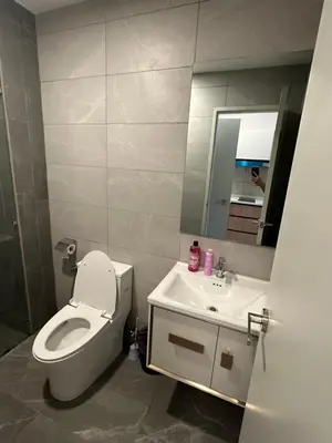 a bathroom with a toilet and a sink and a mirror at Ubays Majestic House in Kuala Lumpur