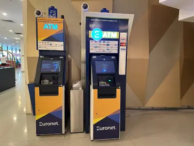 two atm machines sitting next to a wall at Summer Suites KLCC BY Lotus in Kuala Lumpur