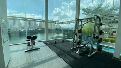 a gym with a view of a large window at Setapak Central Mall in Kuala Lumpur