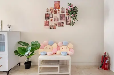 two stuffed animals sitting on a table in a room at Romantic Home in KLCC in Kuala Lumpur