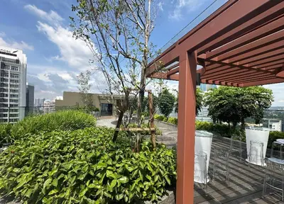 a pergola on top of a building with plants at Majestic Residence KLCC in Kuala Lumpur