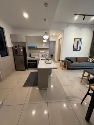 a large living room with a kitchen and a living room at Trion Comfort & Luxury Near By Klcc in Kuala Lumpur