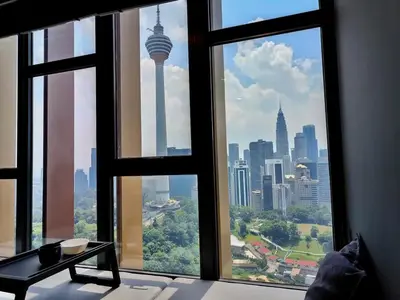 a view of the kuala lumpur skyline from a window at Ceylonz Suites, Bukit Bintang, Kuala Lumpur in Kuala Lumpur