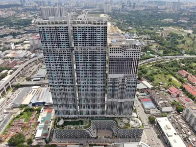an overhead view of a large building in a city at Comfy 1BR klcc view imperial suite B47 09 Trion KL in Kuala Lumpur