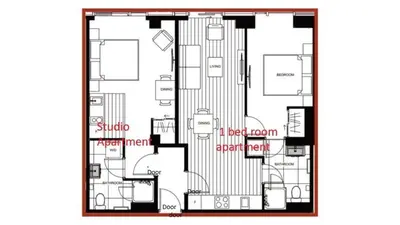 a floor plan of a small house with at Couple home Netflix free parking A45 08St Trion KL in Kuala Lumpur