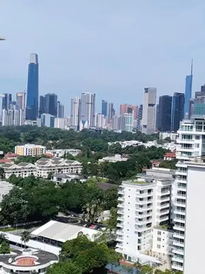an aerial view of a city with tall buildings at Condo in Jalan Ampang- near KLCC IJN Gleneagles HKL TRX in Kuala Lumpur
