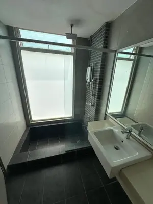 a bathroom with a sink and a large window at Setapak Central Mall 2 Bed Zetapark Home Sweet Home in Kuala Lumpur