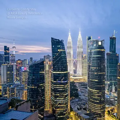 a view of a city skyline with tall buildings at Luxe Spacious 2BR Condo KLCC 600mbps Full Furnish in Kuala Lumpur