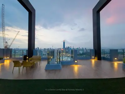 a view of a city skyline from a building at 3BR Sunway Velocity 2 TRX KLCC in Kuala Lumpur