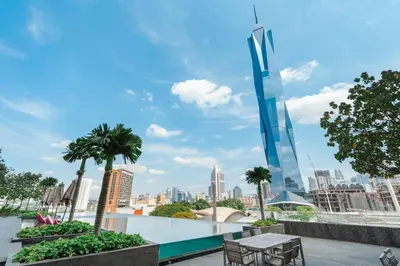 a view of the city from the rooftop of a building at Blueground Kuala Lumpur pool nr Titiwangsa Park KUL-4 in Kuala Lumpur