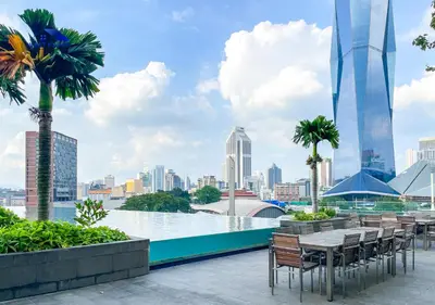 a view of the city from the rooftop of a building at OPUS Residences Kuala Lumpur by VastHaven in Kuala Lumpur