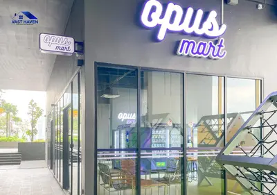 a gym mart sign on the side of a building at OPUS Residences Kuala Lumpur by VastHaven in Kuala Lumpur