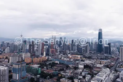 an aerial view of a city with skyscrapers at TRION The 108 Family Suite Pool & City view in Kuala Lumpur