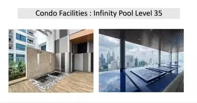 a collage of two pictures of a building with a pool at The Colony By Infinitum J in Kuala Lumpur