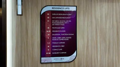 a sign on a door with a menu on it at Imperial Residence Kuala Lumpur in Kuala Lumpur