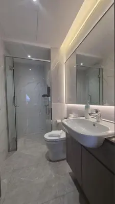 a bathroom with a sink and a toilet and a shower at Agile Bukit Bintang TRX 4min MRT Studio Good View Netflix #031 in Kuala Lumpur