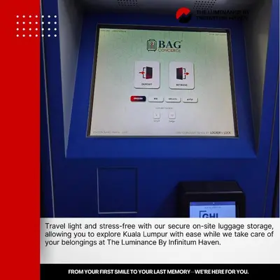 a computer screen with a sign that reads the bag at The Luminance By Infinitum Haven KLCC in Kuala Lumpur