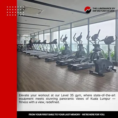 a gym with a row of treadmills at The Luminance By Infinitum Haven KLCC in Kuala Lumpur
