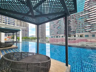a view of a swimming pool in a building at Reizz Residence by Greenhome in Kuala Lumpur