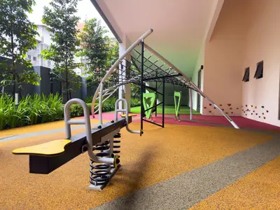 a gym with a climbing frame in a building at Majestic Suites KLCC by KLIQ in Kuala Lumpur